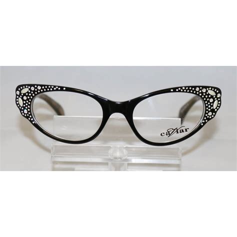 caviar m5591 c 24 black genuine austrian crystal cat eye eyeglasses
