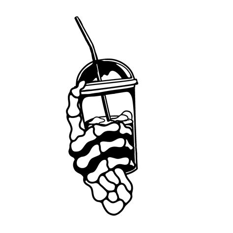 Iced Coffee Drinking Skeleton Hand Svg Instant Digital Etsy