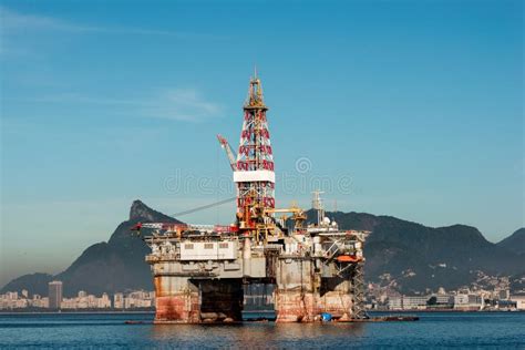 Oil Platform In Guanabara Bay In Rio De Janeiro Brazil Stock Photo
