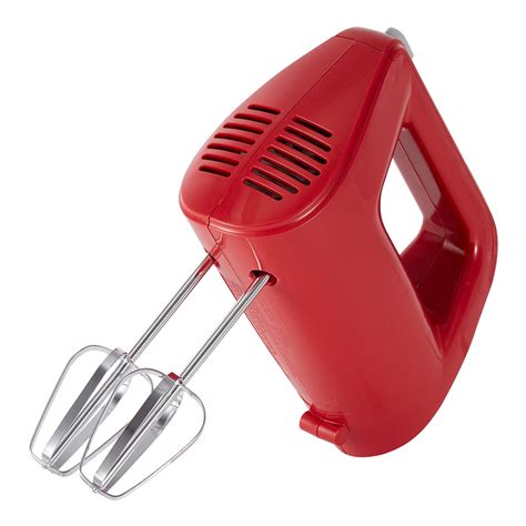 Mainstays 5 Speed 150 Watts Hand Mixer With Chrome Beaters Red
