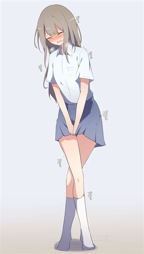 Watakarashi Original Highres Translation Request 1girl Between Legs Blue Background
