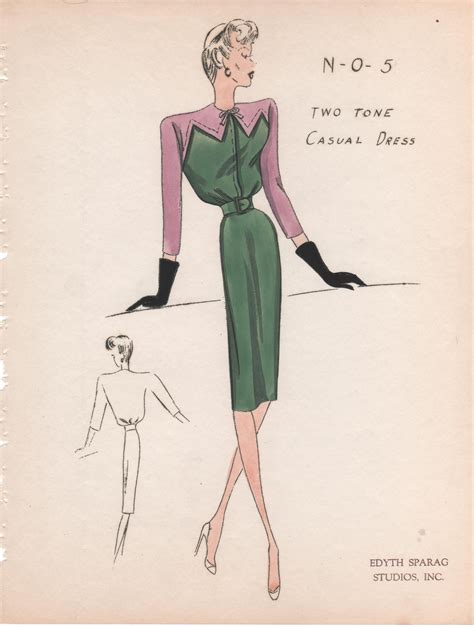1940s Fashion Sketch Vintage Fashions Pinterest Fashion Sketches