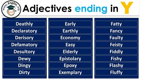 Adjectives Ending In Y List Of Adjectives In English Youtube