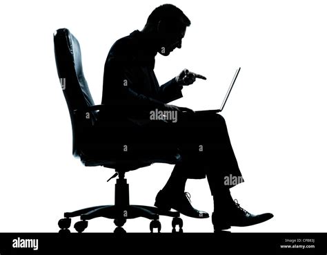 One Caucasian Business Man Computer Computing Pointing Sitting In