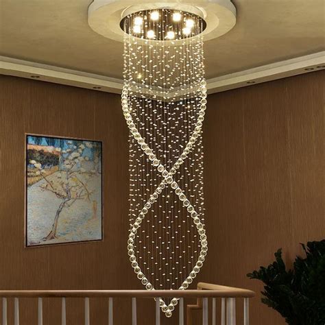 Modern Crystal Chandelier Light Fixture Duplex Stairs Led Crystal