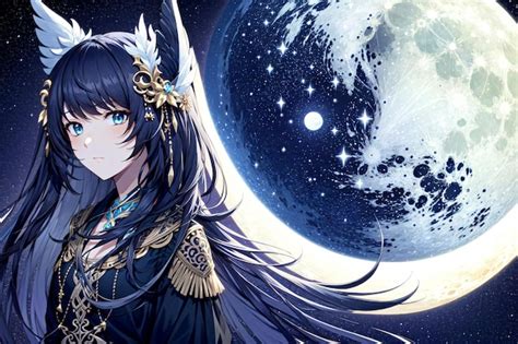 Premium Ai Image Anime Girl With A Moon In The Background