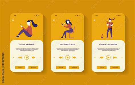 Onboarding App Ui Illustration Of A Paid Music App Design With 3 Steps