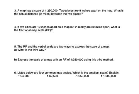 Solved 3 A Map Has A Scale Of 1250000 Two Places Are 8