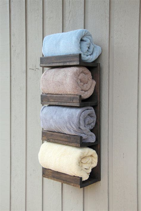 Towel rack shelf measures 24l x 4d x 10.5h and can be mounted easily. Buy Bathroom Towel Rack, 4 Tier Bath Storage, Everyday ...