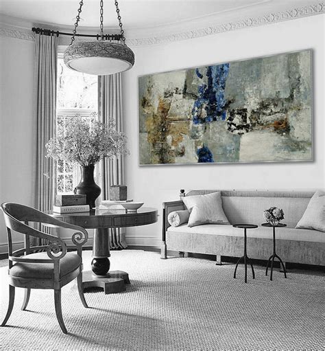 Extra Large Panoramic Modern Abstract Wall Art Hand Painted Black And