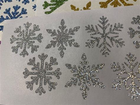 Fine Glitter Snowflake Stickers Foil Snowflake Stickers Etsy Canada
