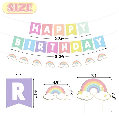 Pastel Rainbow Party Decoration Set Pastel Rainbow Themed Party Kit