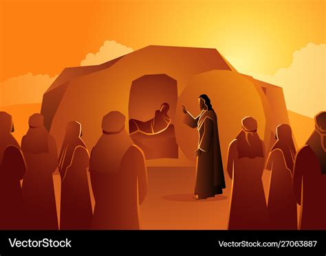 Jesus Raises Lazarus From Dead Royalty Free Vector Image