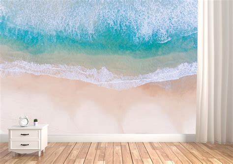 Printable Peelandstick Vinyl Wallpaper Beach Waves Mural Sea Etsy Waves