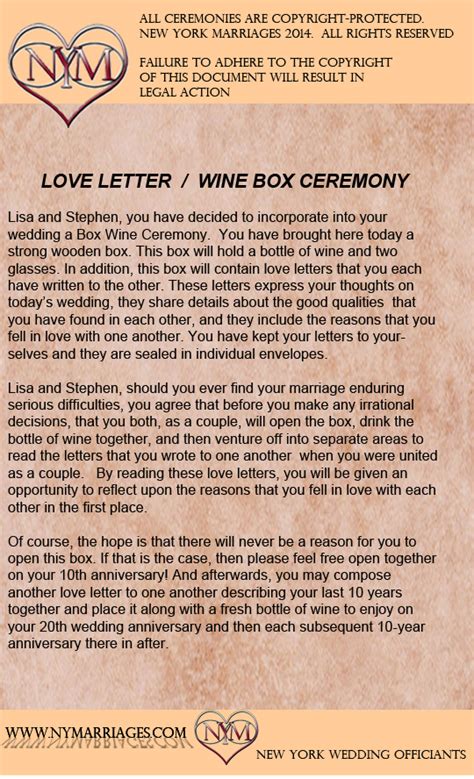 Sample Love Letter Wine Box Ceremony Unique Wedding Ceremony Ideas
