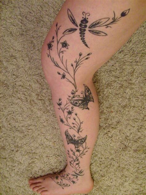 Flower Vine Tattoos For Women Leg Vine Tattoo Designs On Leg