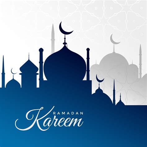 Ramadan Kareem Background With Blue Mosque Silhouette Download Free
