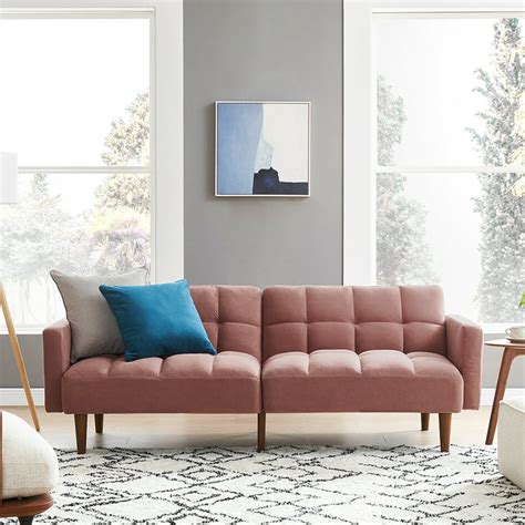 Primo Ara Convertible Futon Sofa Bed With Storage Hazelnut Cabinets