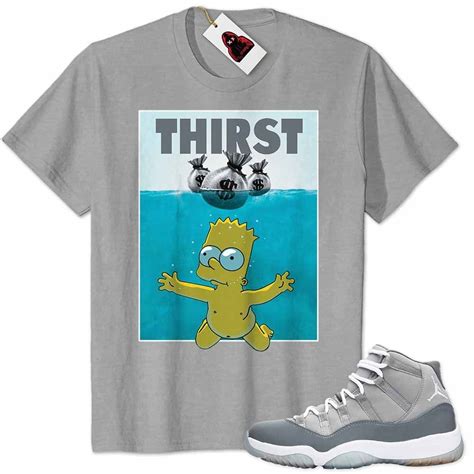 Bart Simpson Jaw Thirst Money Bag Grey Air Jordan 11 Cool Grey 11s In
