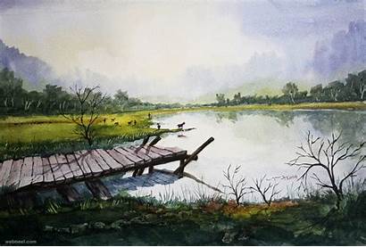 Watercolor Paintings Painting Landscape Balakrishnan Nature Village