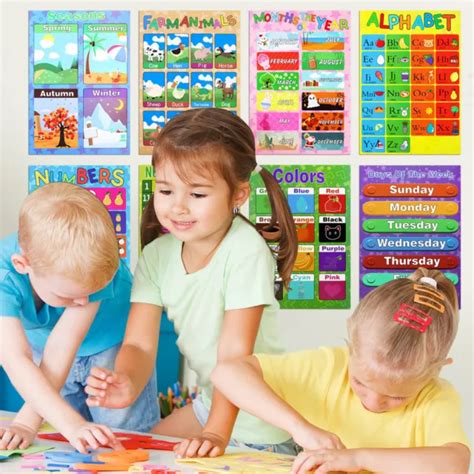 10 Pack Educational Poster Laminated Wall Chart For Children Kids