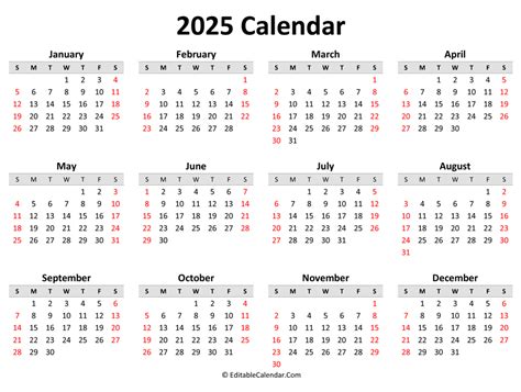 Printable Calendar 2025 With Holidays Printable Calendars At A Glance