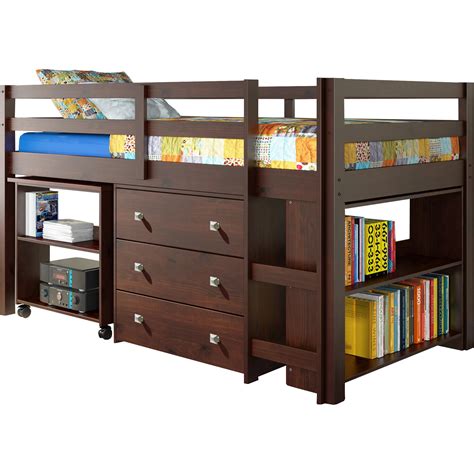 Donco Kids Twin Low Loft Bed With Storage And Reviews Wayfairca
