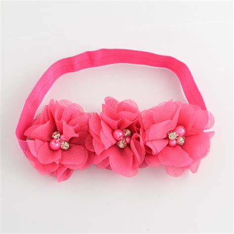 4pcs Mixed Color Baby Girl Elastic Headbands Flower Hair Bow Band