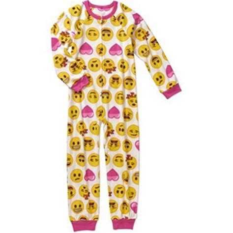 Emoji Expressions Emoji Girls Fleece Sleeper Pajamas Set 45 Girl