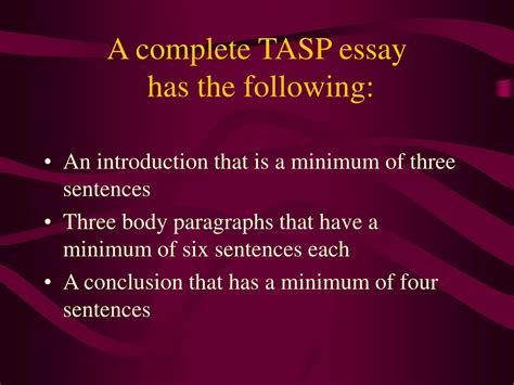 Ppt The Five Parts To A Tasp Essay Powerpoint Presentation Free