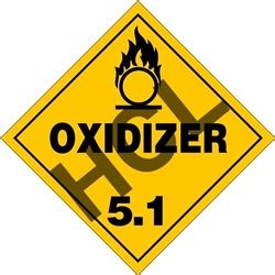 Hazmat Dot Label Oxidizer Hcl Labels