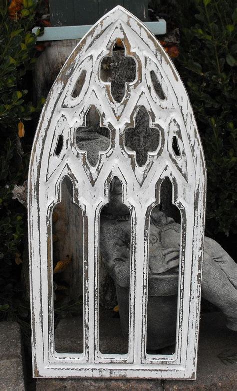 Window Frame Distressed White Gothic Arched Etsy Window Frame