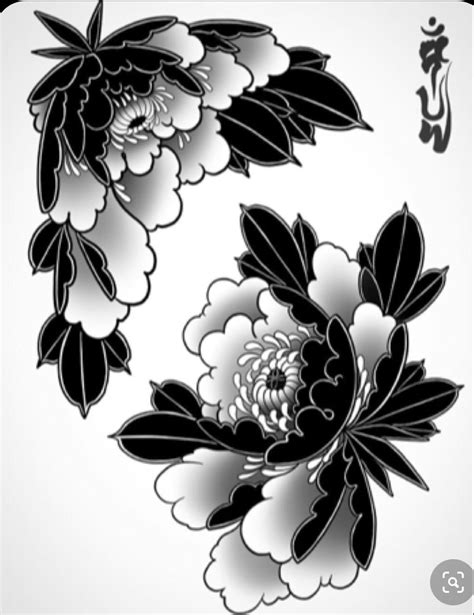Japanese Peony Tattoo Black And Grey