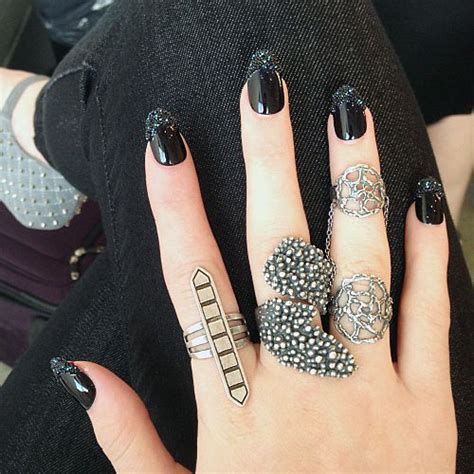 Kylie Jenner Black Beads French Tips Nails Steal Her Style