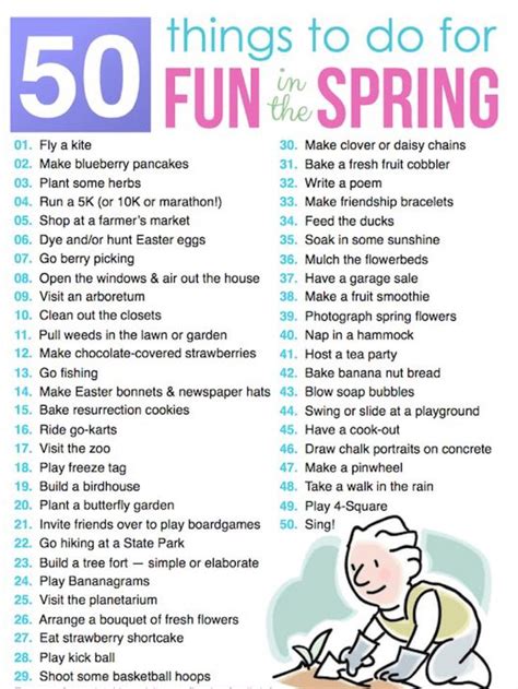 The 50 Things To Do For Fun In The Spring With Pictures And Text On It