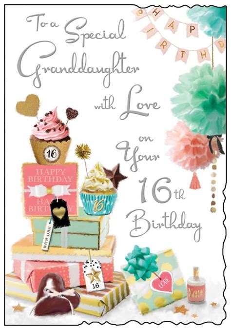 16th Birthday Card Granddaughter Puff Balls Highworth Emporium