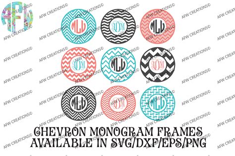 Chevron Monogram Frames Svg Dxf Eps Digital Cut Files By Afw
