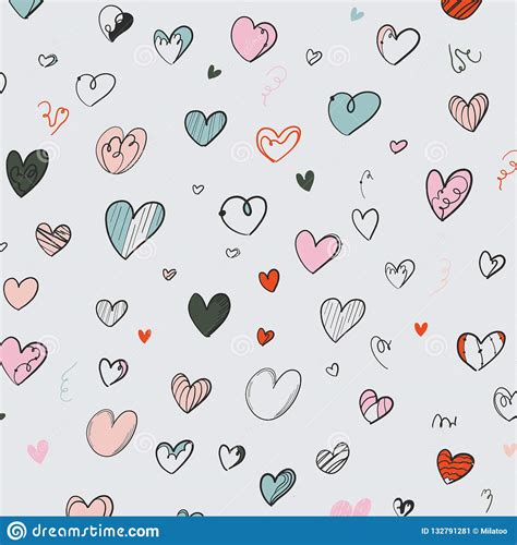 Hand Drawn Creative Elements Kids Doodle Pattern Colorful Heart