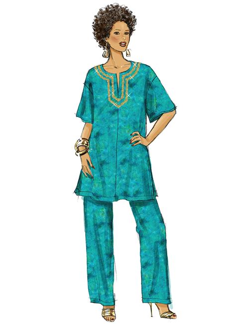 B5725 Missesmens Tunic Caftan Pants Hat And Head Wrap Sewing