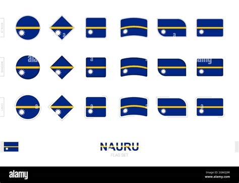 Nauru Flag Set Simple Flags Of Nauru With Three Different Effects