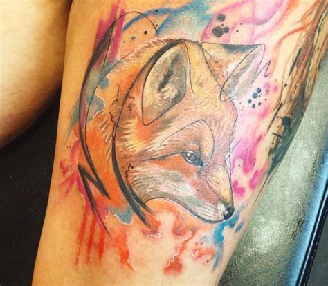 Watercolor Fox Tattoo By Dave Brace Photo 15075