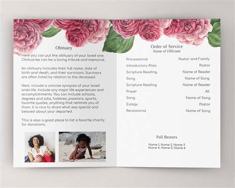 Flower Funeral Program Template Planning Pack Order Of Etsy