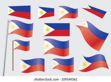 Set Flags Philippines Vector Illustration Stock Vector Royalty Free