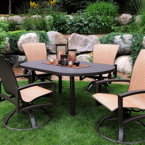 Homecrest Havenhill 5 Piece Sling Patio Dining Set With Faux Stone