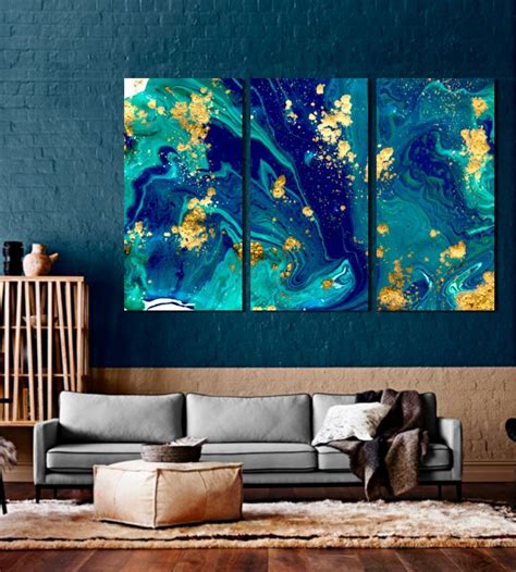 Marble Wall Art Blue Abstract Art Marble Canvas Print Etsy Blue