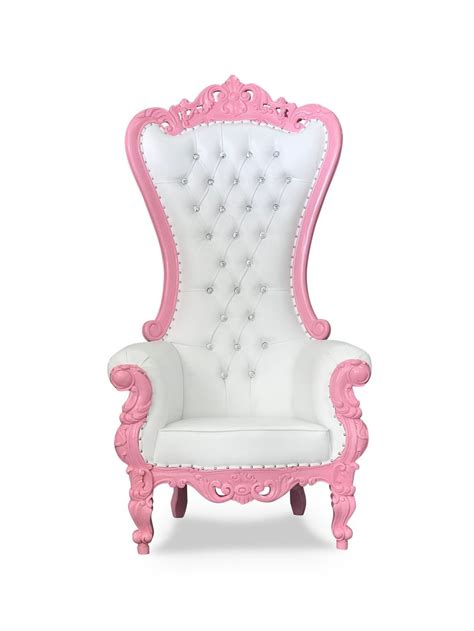 Throne Chair Lazarus King Fushia Pink Frame Upholstered In White Faux Leather Island