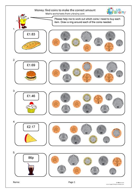 Check spelling or type a new query. Find the correct coins - Measuring and Time Worksheets for ...
