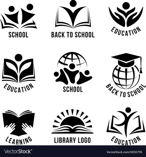 Set Of Black And White School Logos Royalty Free Vector