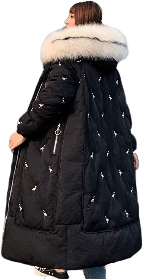 long winter women s down coat puffer jacket outdoor thicken female hooded with fur collar coat