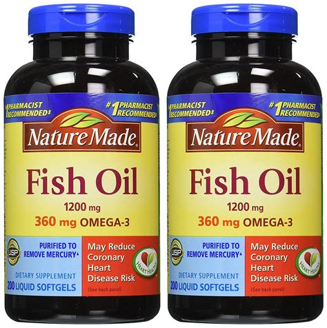 Nature Made 360mg Of Omega 3 200 Softgels Fatty Acids Fish Oil Pack Of